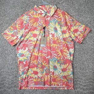 Chubbies Pink and Yellow Polo Shirt Vibrant Tropical Design